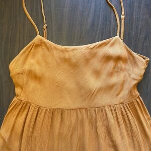 Wild Fable Camel Spaghetti Strap Short Dress with Open Back